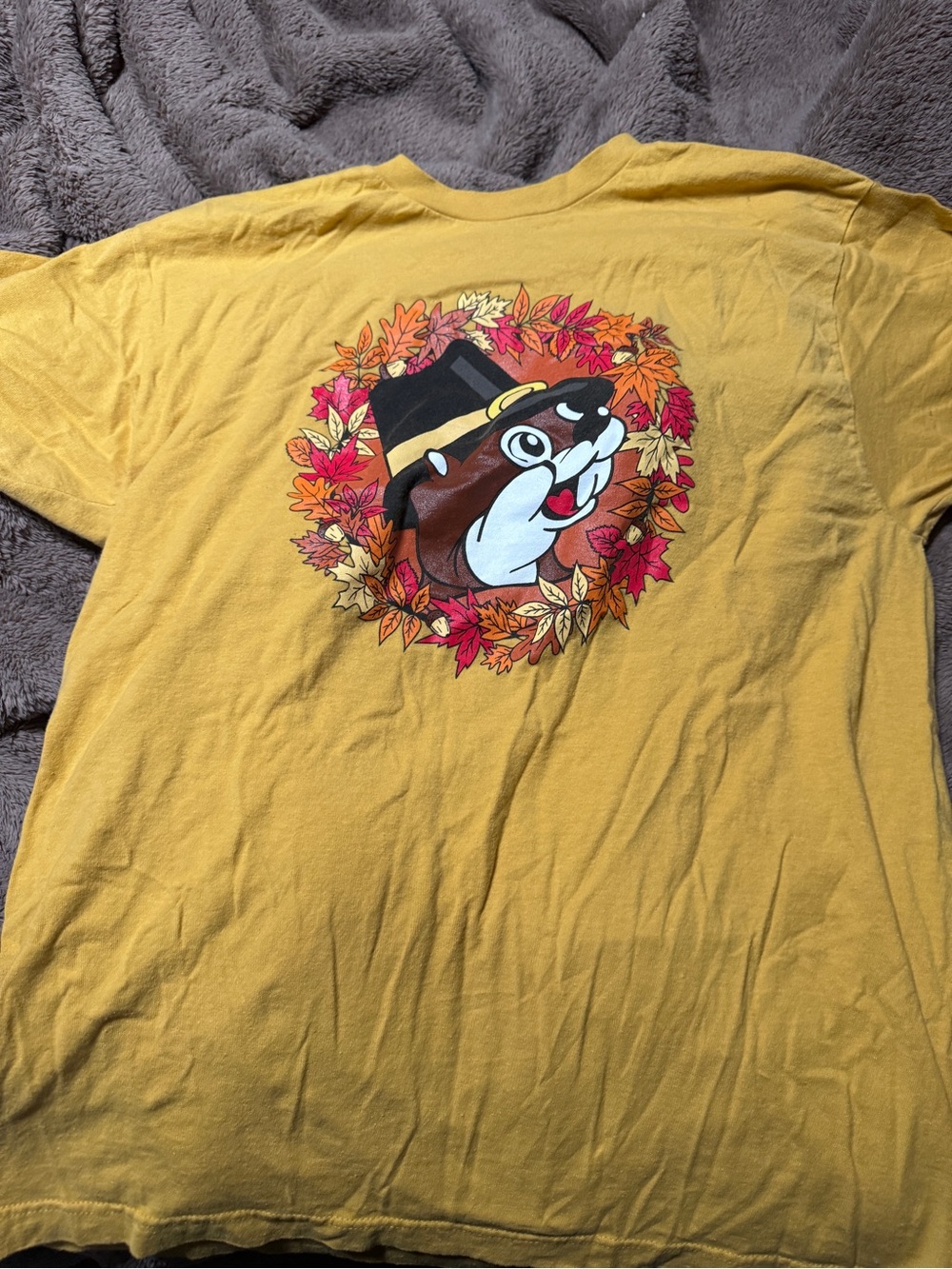 Mustard Yellow bucee’s Graphic T‑Shirt with Autumn Design